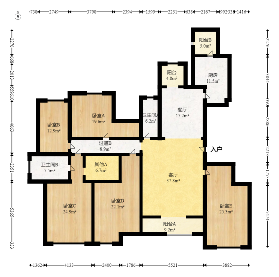 碧桂园南城首府（东宸林海）  5室2厅3卫   219.00万室内图1