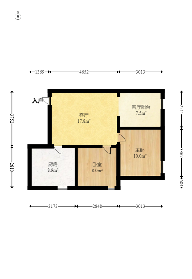 东方航标  2室2厅1卫    52.3万 东方航标  2室2厅1卫    52.3万户型图