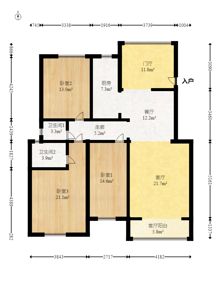 生活艺术城  3室2厅2卫   145.00万室内图1