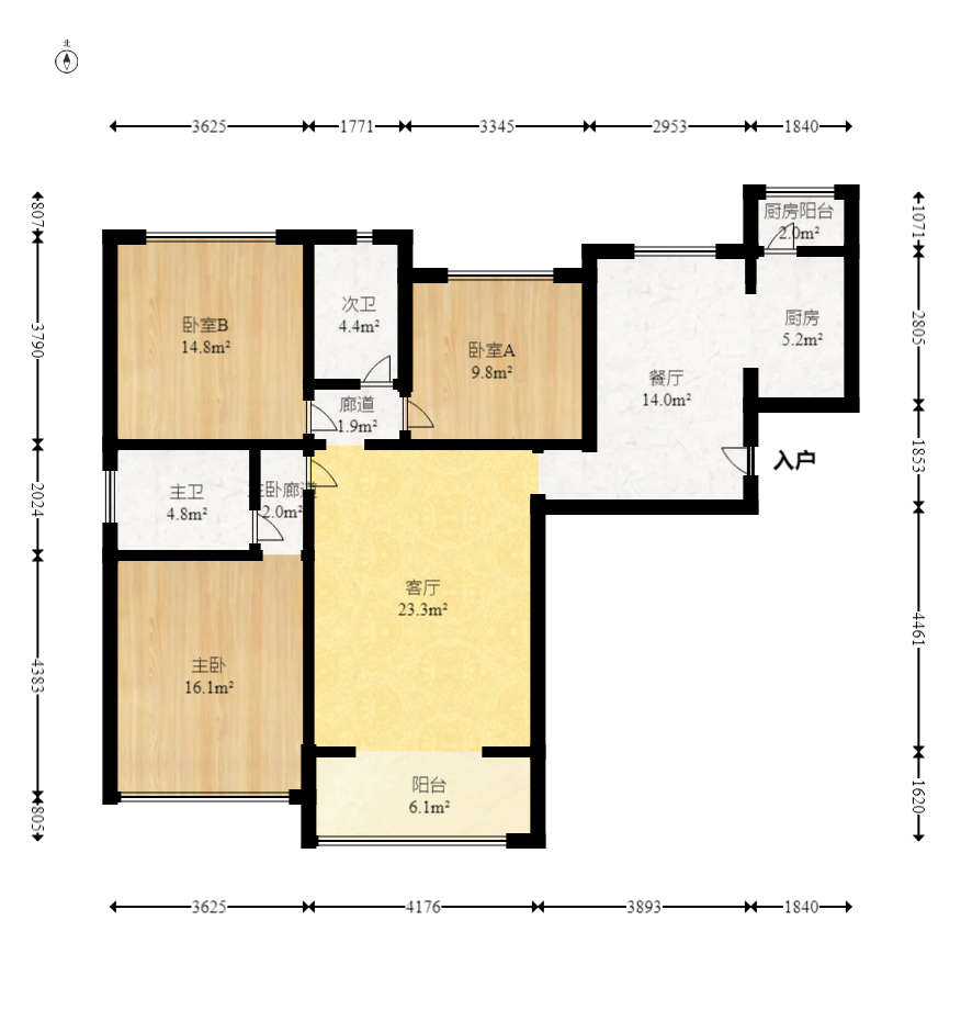 中海国际一期 3室2厅2卫 75.0万 中海国际一期 3室2厅2卫 75.0万户型图