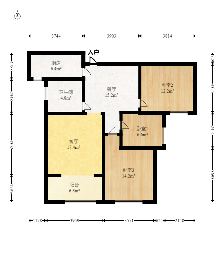 嘉宇银杉(嘉宇西苑) 3室1厅1卫 86.0万 嘉宇银杉(嘉宇西苑) 3室1厅1卫 86.0万户型图