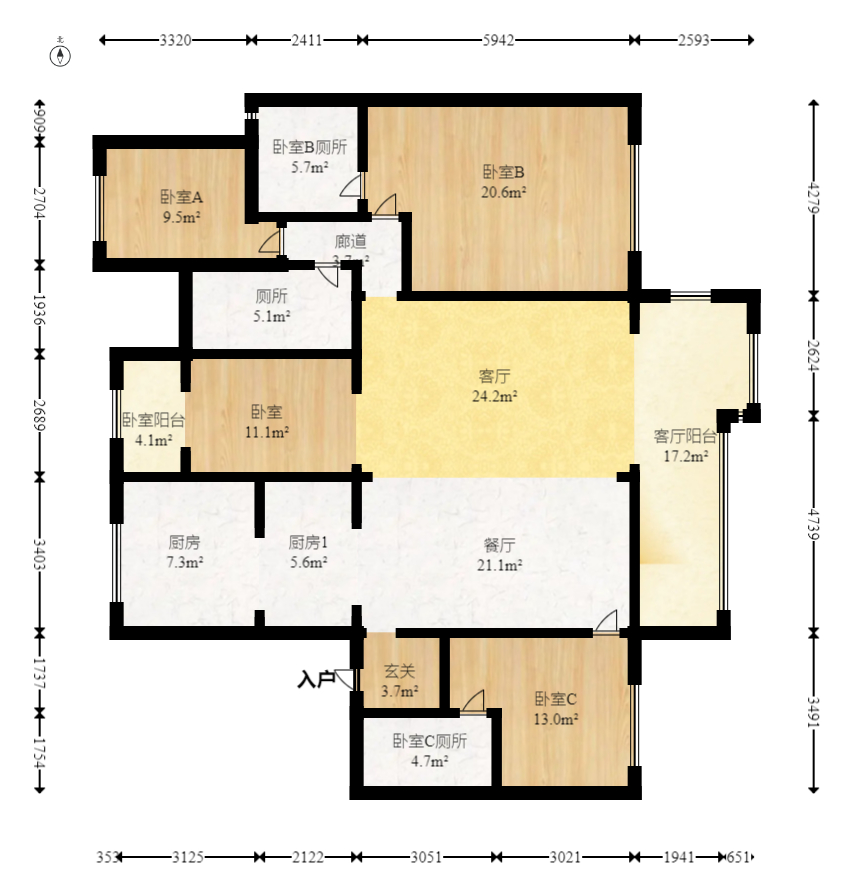 建发电建江山悦  4室2厅3卫   538.00万室内图1