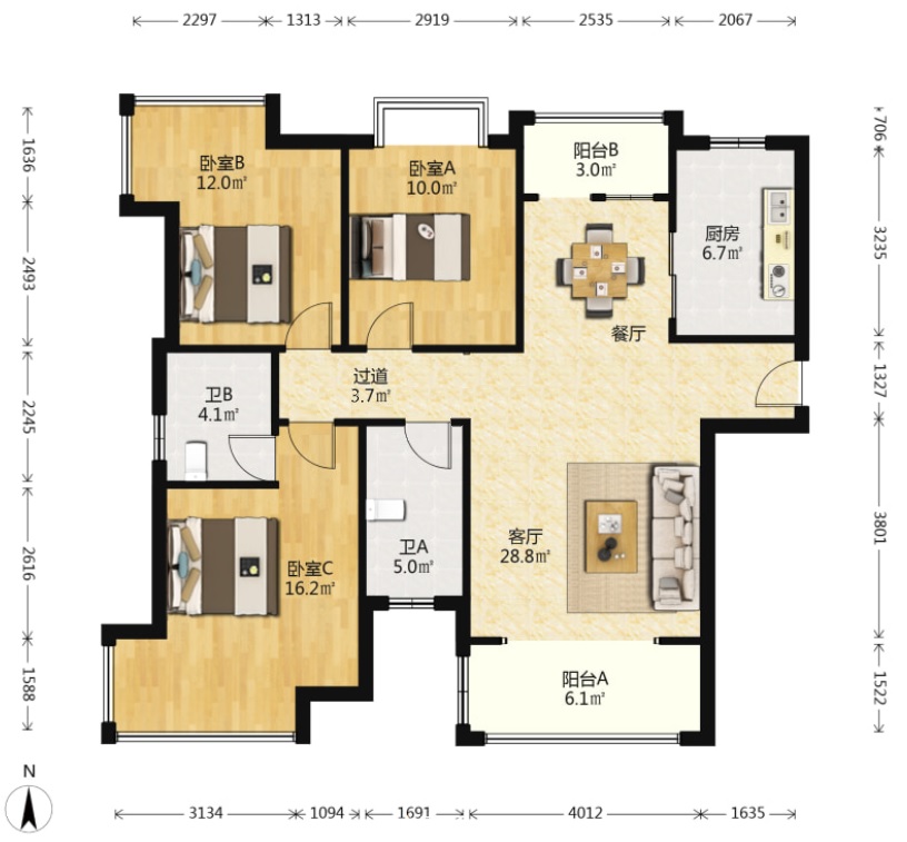 水岸花城(翠堤湾) 3室2厅2卫 55.0万 水岸花城(翠堤湾) 3室2厅2卫 55.0万室内图