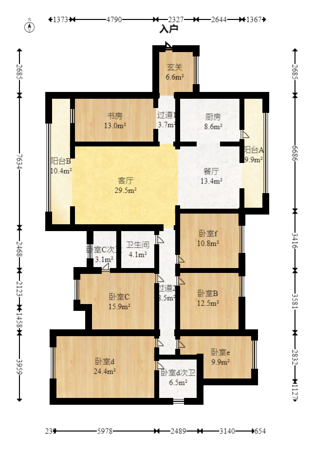 融科东南海  5室2厅2卫   218.00万室内图1