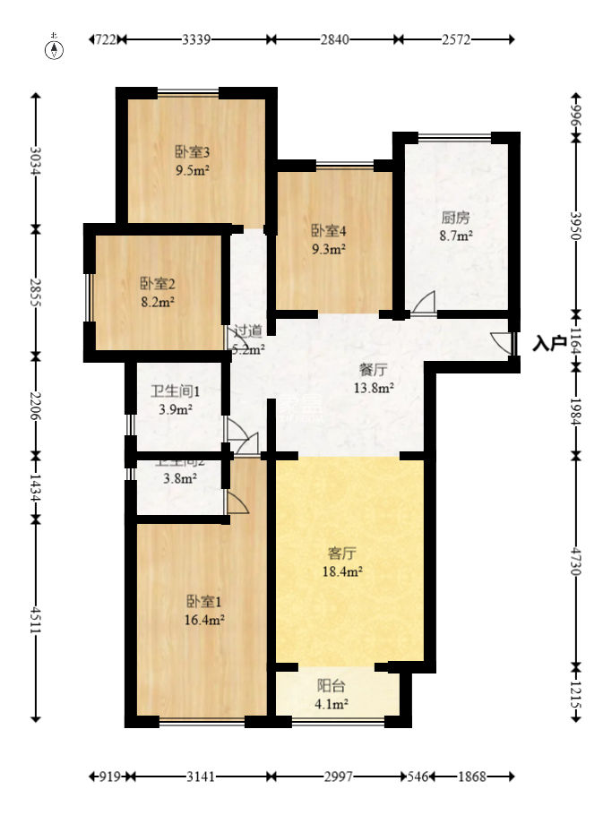 龙湖湘风原著（龙湖湘风星城）  4室2厅2卫    116.0万
