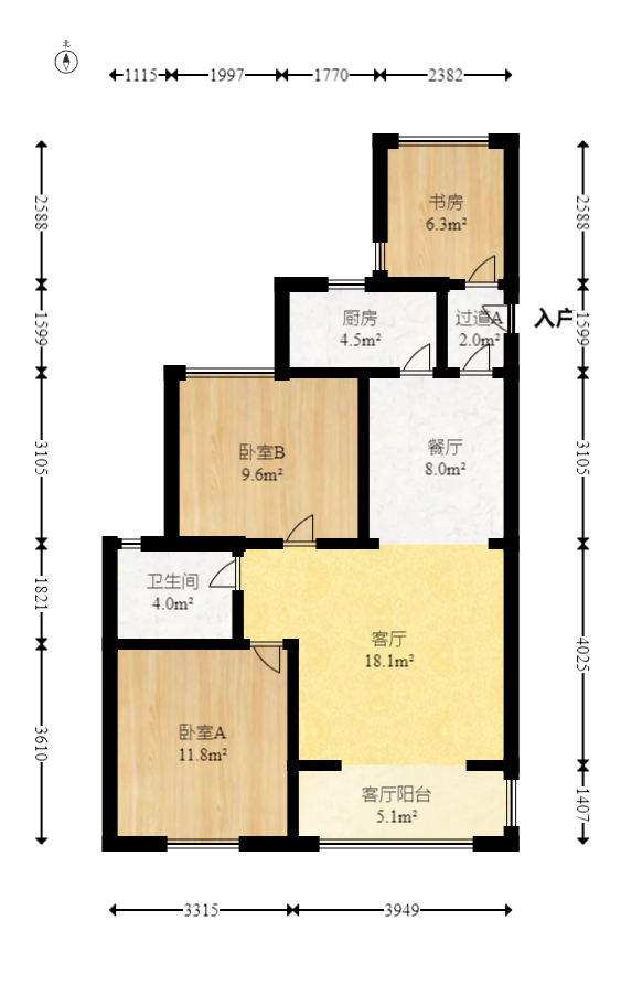 旭辉藏郡（藏郡、旭湘华府)  3室2厅2卫   300.80万室内图1