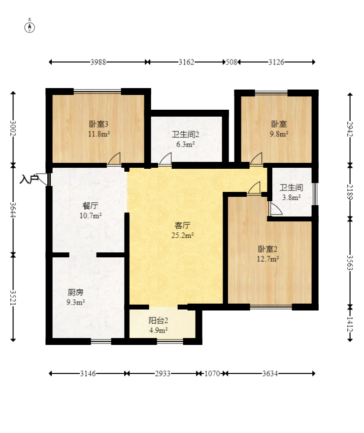 高林仕家  3室2厅2卫   77.50万室内图1