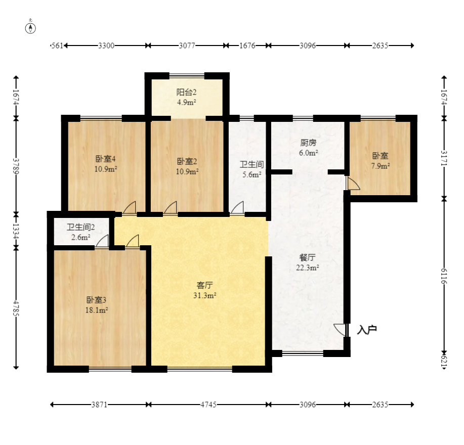 爵士湘  4室2廳1衛(wèi)    75.8萬室內(nèi)圖1