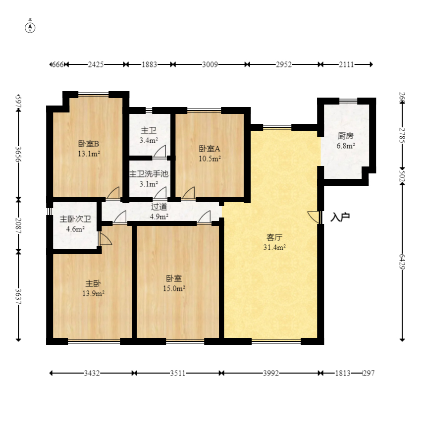未来漫城  4室2厅2卫   118.00万室内图1