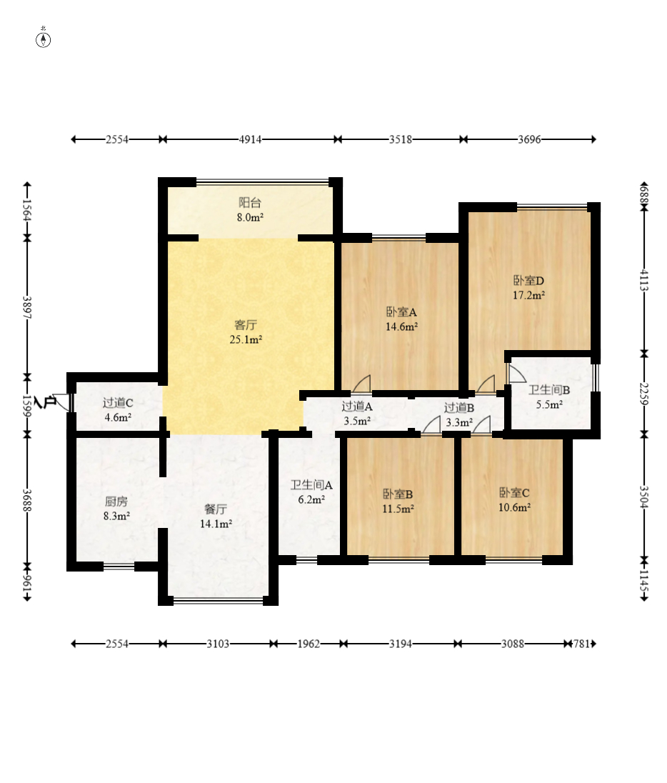 中建璟和城  4室2厅1卫   138.80万室内图1