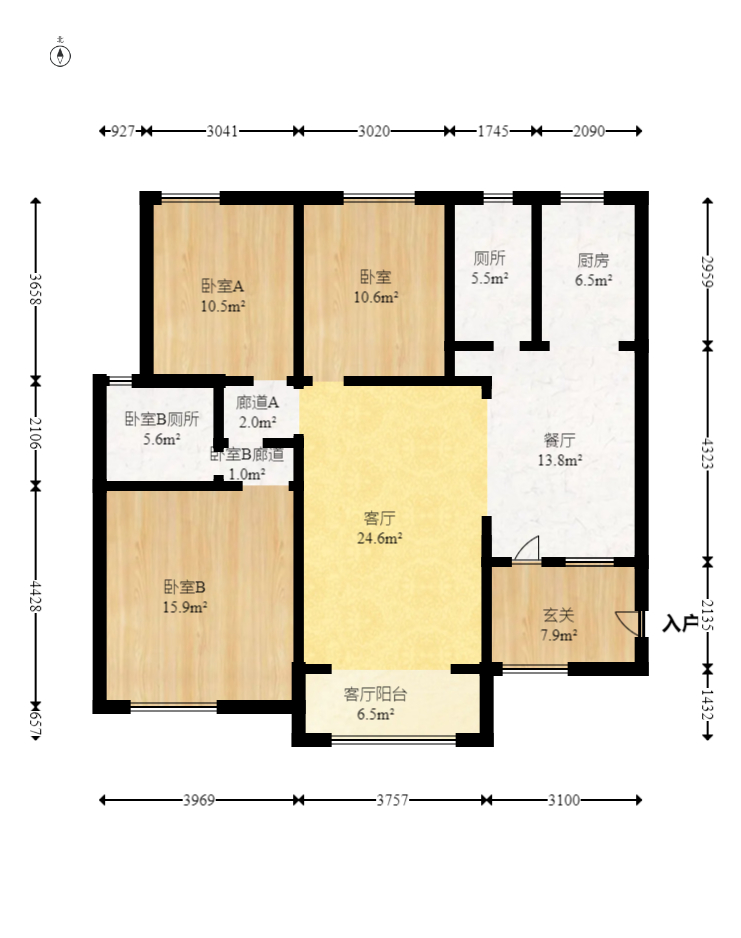 牛力家园  4室2厅2卫   137.00万室内图1