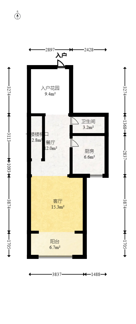 邦盛水岸御园  3室2厅2卫   69.50万户型图