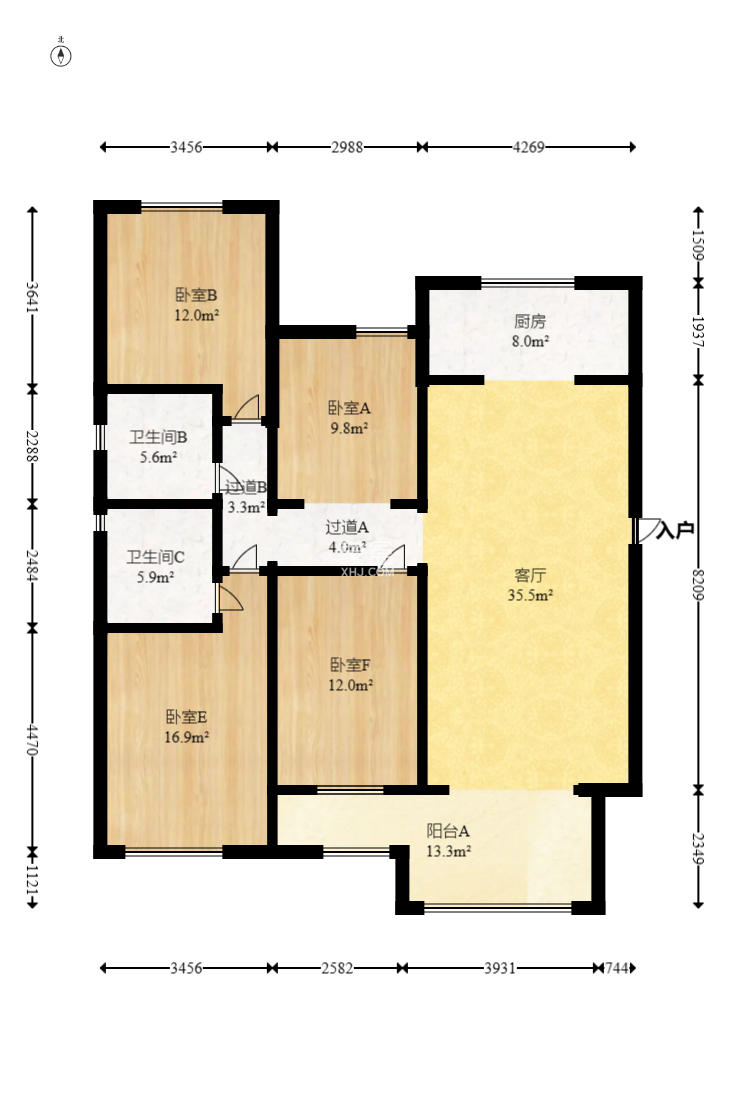 保利城(中航城国际社区、郡原美村) 4室2厅1卫 108.0万 保利城(中航城国际社区、郡原美村) 4室2厅1卫 108.0万户型图