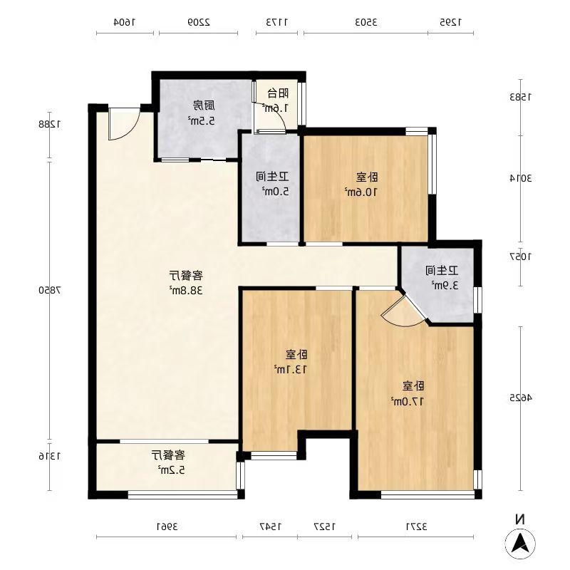 东部美的城  3室2厅1卫   59.80万