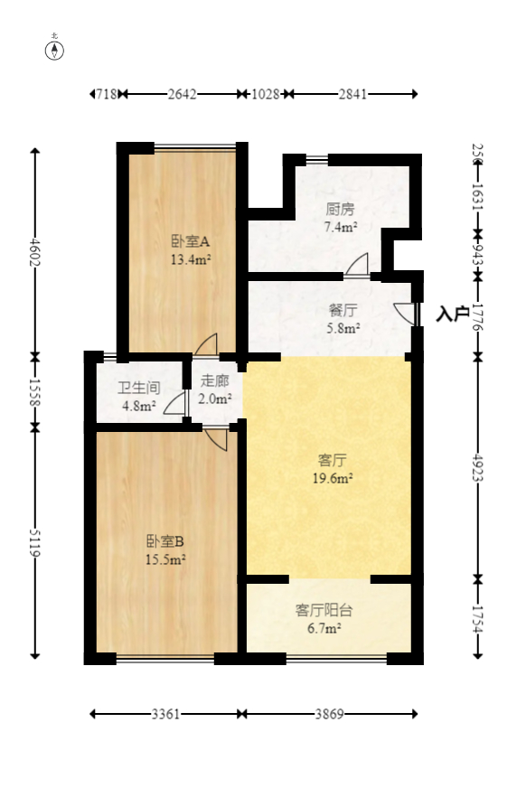 绿地公馆（绿地名邸）  2室2厅1卫   85.00万室内图1