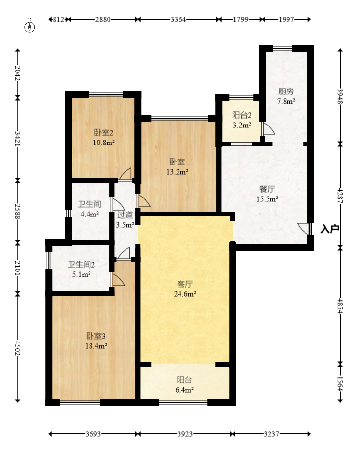 恒大华府 3室2厅2卫 248.0万 恒大华府 3室2厅2卫 248.0万户型图