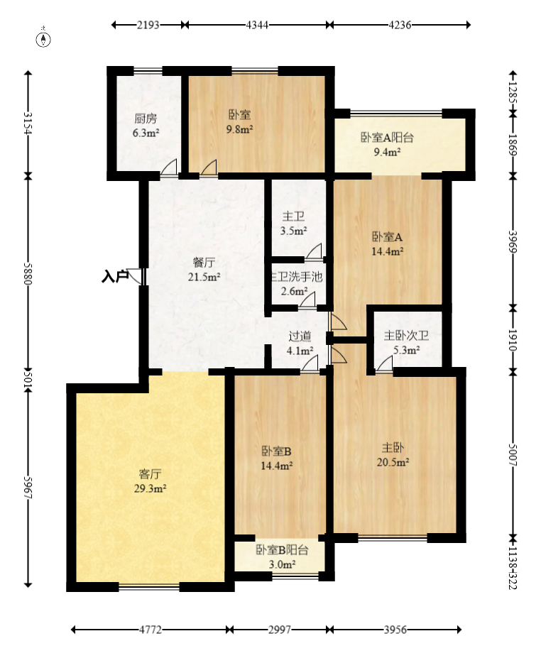 楚天馨苑 4室2厅2卫 82.8万 楚天馨苑 4室2厅2卫 82.8万户型图