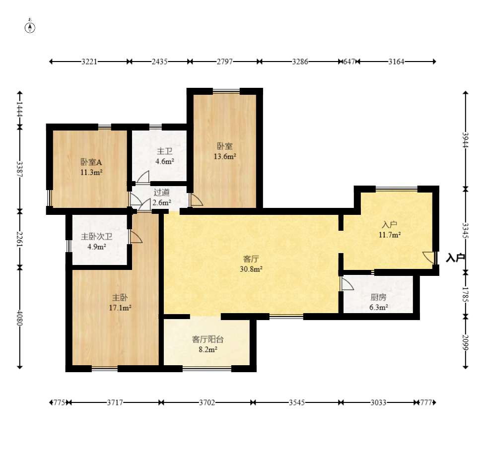 华润凤凰城一期 3室2厅2卫 93.0万 华润凤凰城一期 3室2厅2卫 93.0万户型图