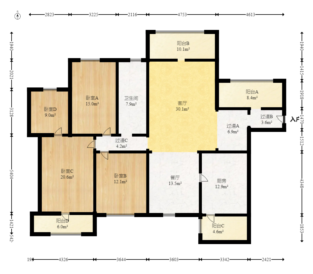 南郡明珠 4室2厅2卫 58.0万 南郡明珠 4室2厅2卫 58.0万户型图