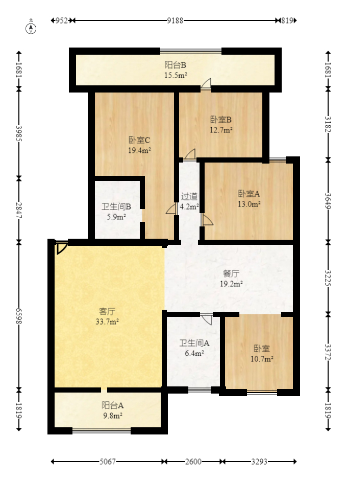 三城花苑（一，二，三期）  4室2厅1卫   46.00万室内图1