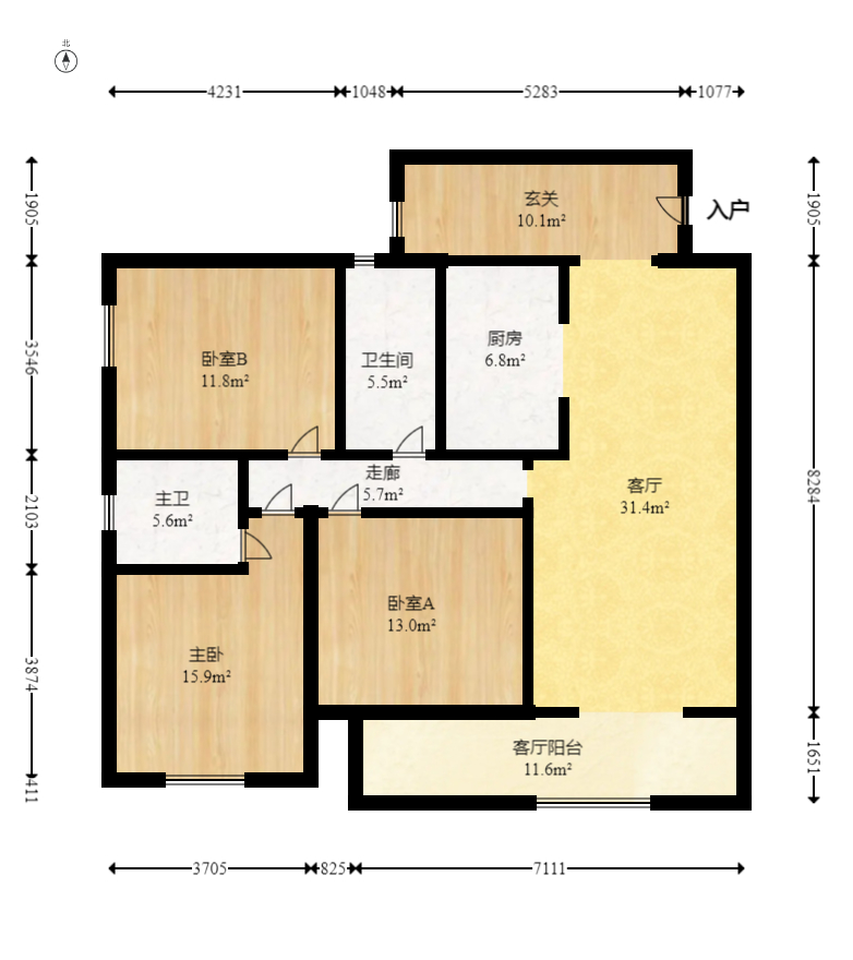 中建芙蓉嘉苑  3室2厅2卫   126.00万室内图1