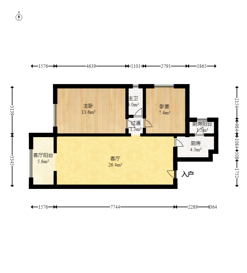 金科时代中心 2室2厅1卫 47.5万 金科时代中心 2室2厅1卫 47.5万户型图