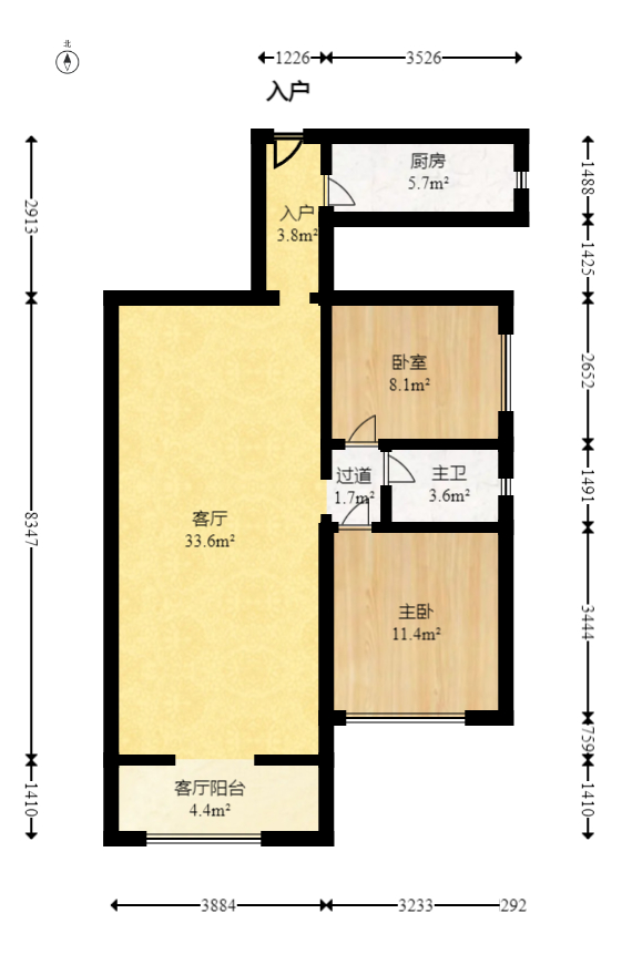 国泰九龙湾  2室2厅1卫   74.80万室内图1