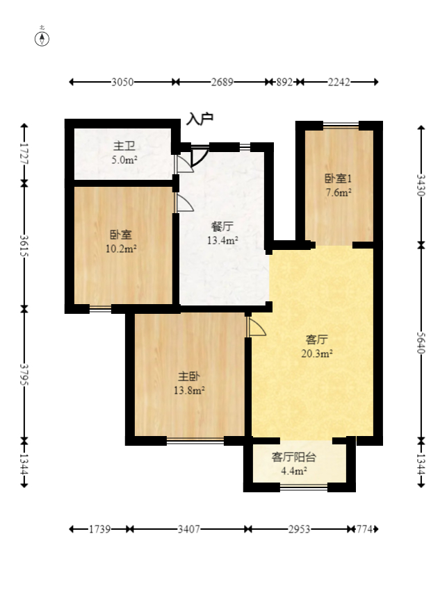 三一街区 3室2厅1卫 56.0万 三一街区 3室2厅1卫 56.0万户型图