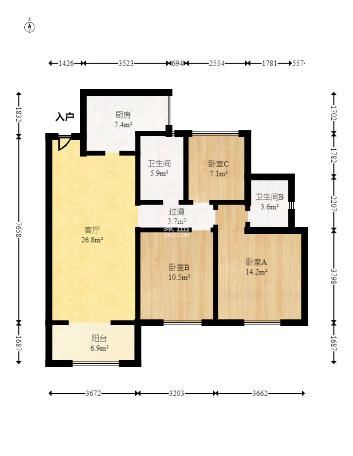 中建梅溪湖中心  3室2厅2卫   180.00万