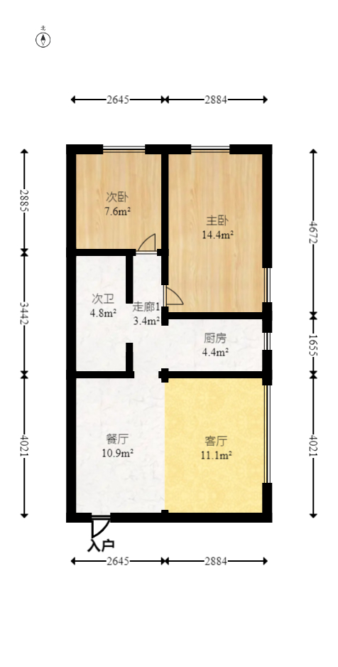 金银广场  2室2厅1卫    98.7万室内图1