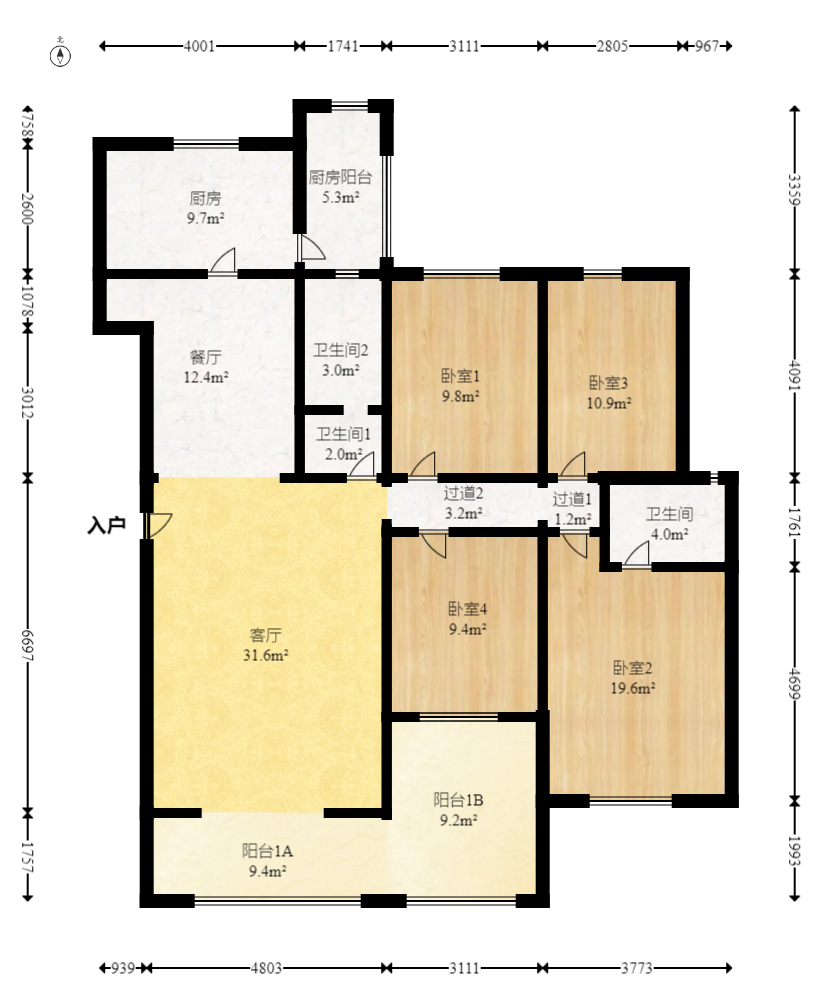 仁和香堤雅境  4室2厅2卫    120.0万 仁和香堤雅境  4室2厅2卫    120.0万户型图