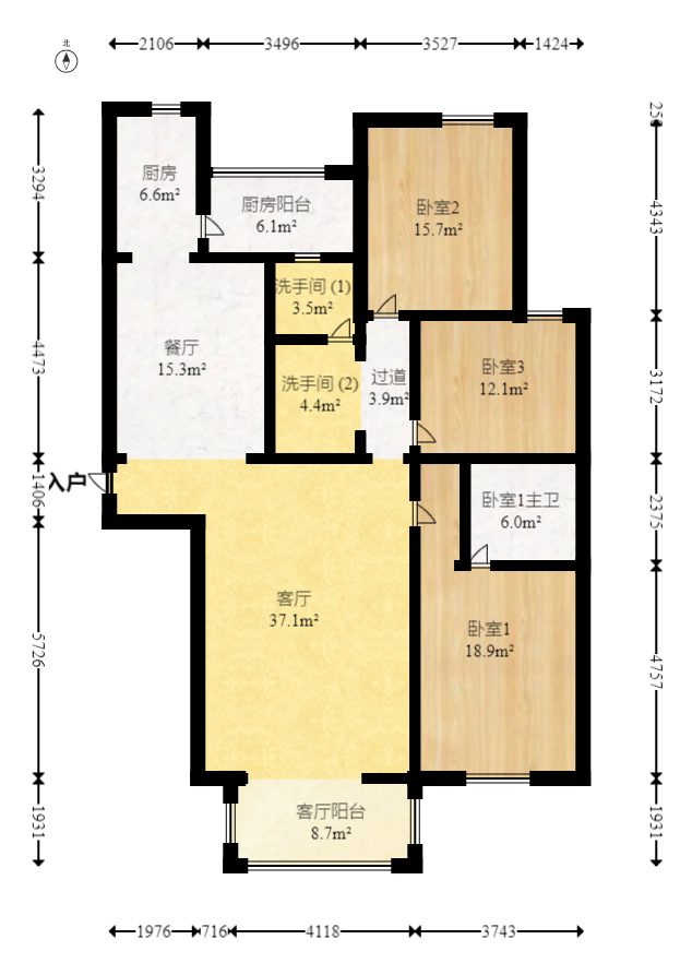 长沙紫金苑  3室2厅1卫   180.00万室内图1