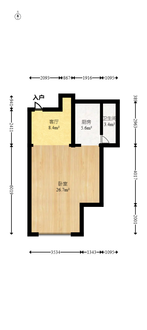 豪菲斯国际公寓（缤纷一季）  1室1厅1卫   35.00万室内图1
