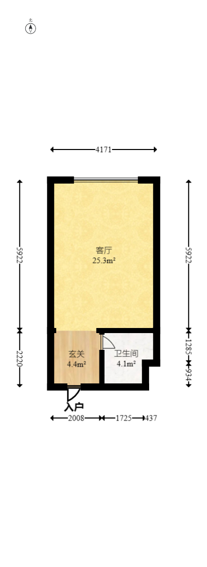 乐尚城  1室1厅1卫   40.00万室内图1