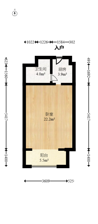 长城华都  1室1厅1卫   26.00万室内图1
