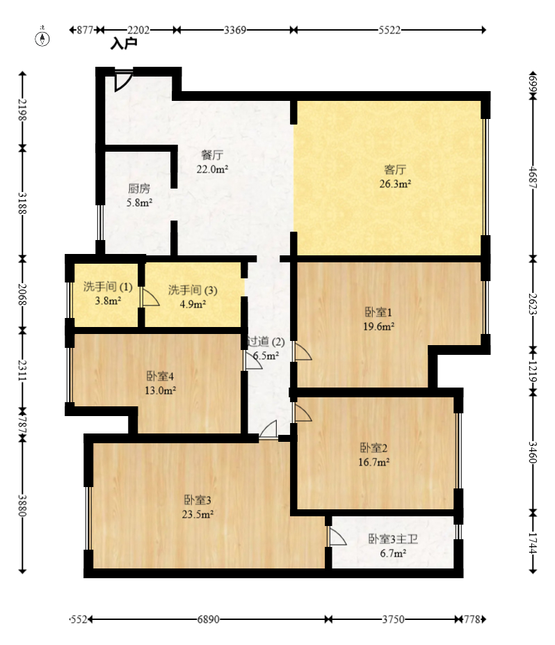 万博汇  4室2厅1卫   270.00万室内图1