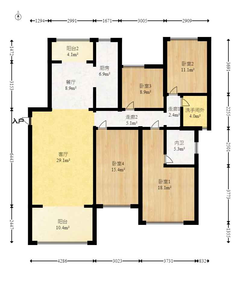 明昇壹城(明昇时代广场)一期 4室2厅2卫 233.0万 明昇壹城(明昇时代广场)一期 4室2厅2卫 233.0万户型图