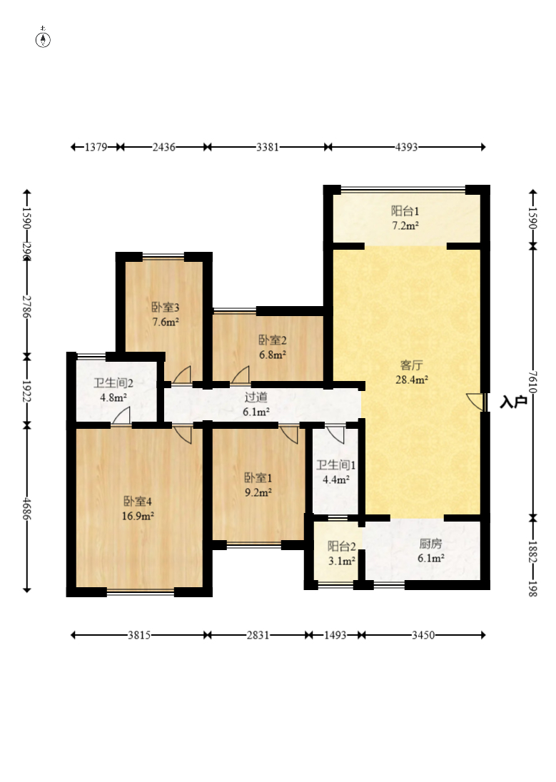 勤诚达境界城 4室2厅2卫 110.0万 勤诚达境界城 4室2厅2卫 110.0万户型图