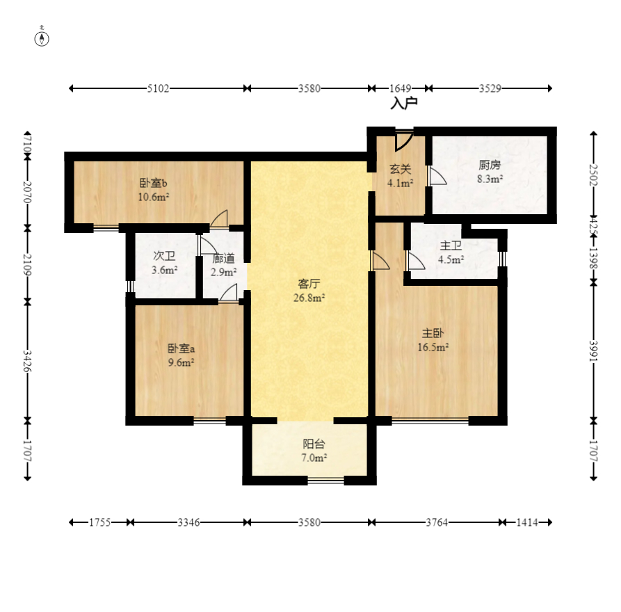 時代梅溪領(lǐng)峰  3室2廳2衛(wèi)    158.0萬室內(nèi)圖1