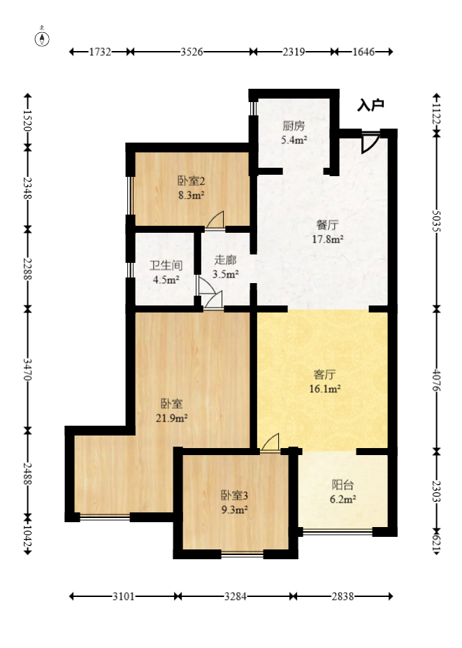 高林仕家 3室2厅1卫 53.8万 高林仕家 3室2厅1卫 53.8万户型图