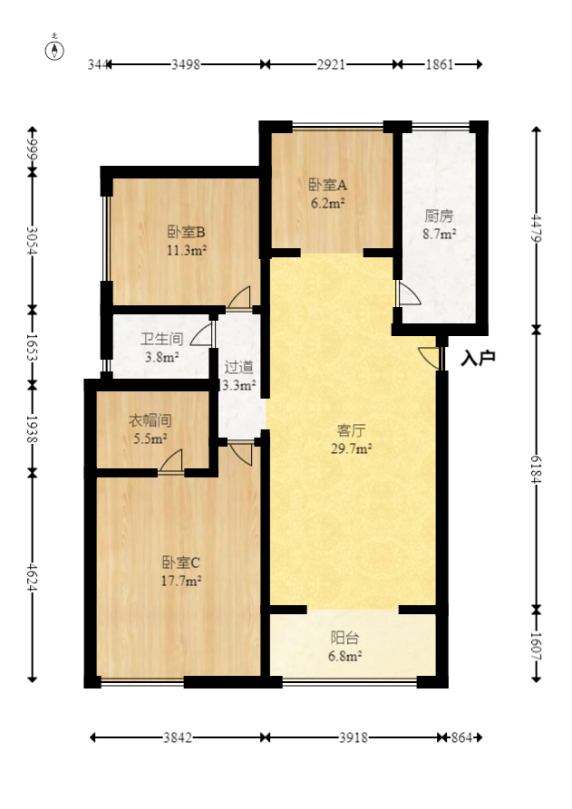 五矿沁园金城(春和景园) 3室2厅2卫 105.0万 五矿沁园金城(春和景园) 3室2厅2卫 105.0万户型图