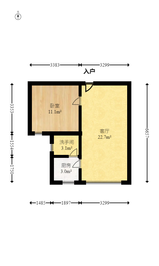 上海城小区  1室1厅1卫   36.80万室内图1