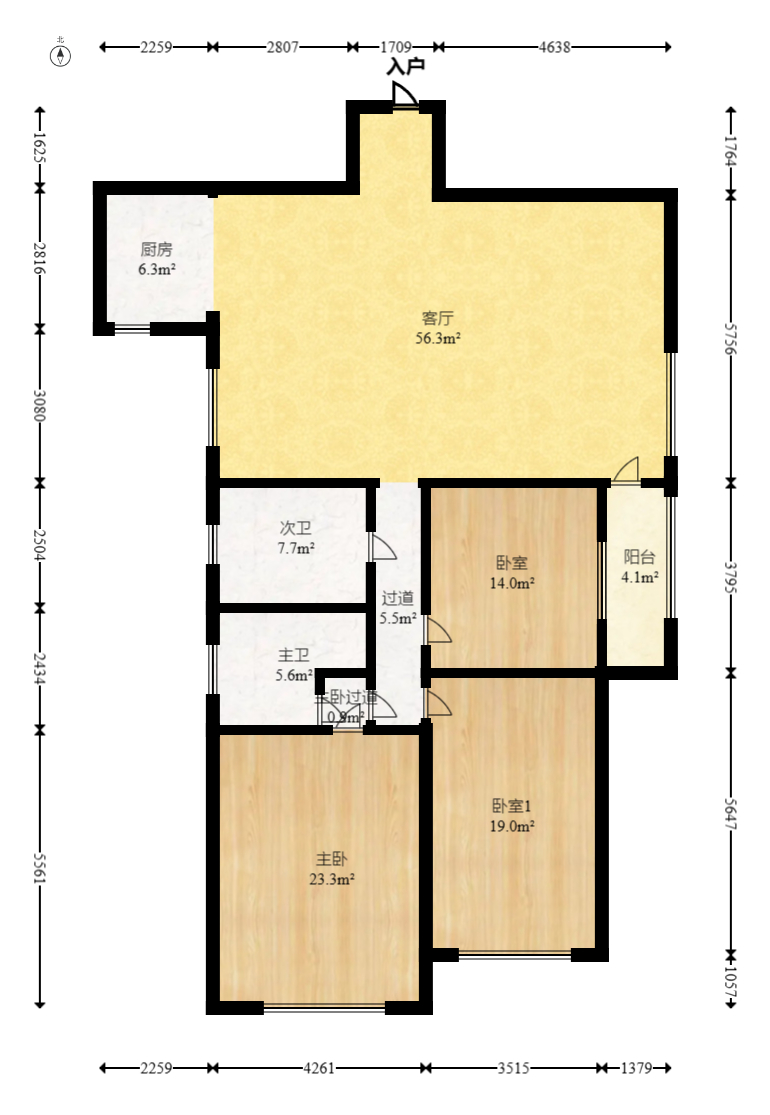 西南明苑  3室2厅2卫   89.00万室内图1