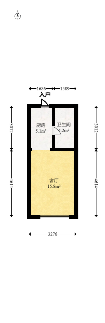 奥园城市天骄一期  1室1厅1卫   32.00万室内图1
