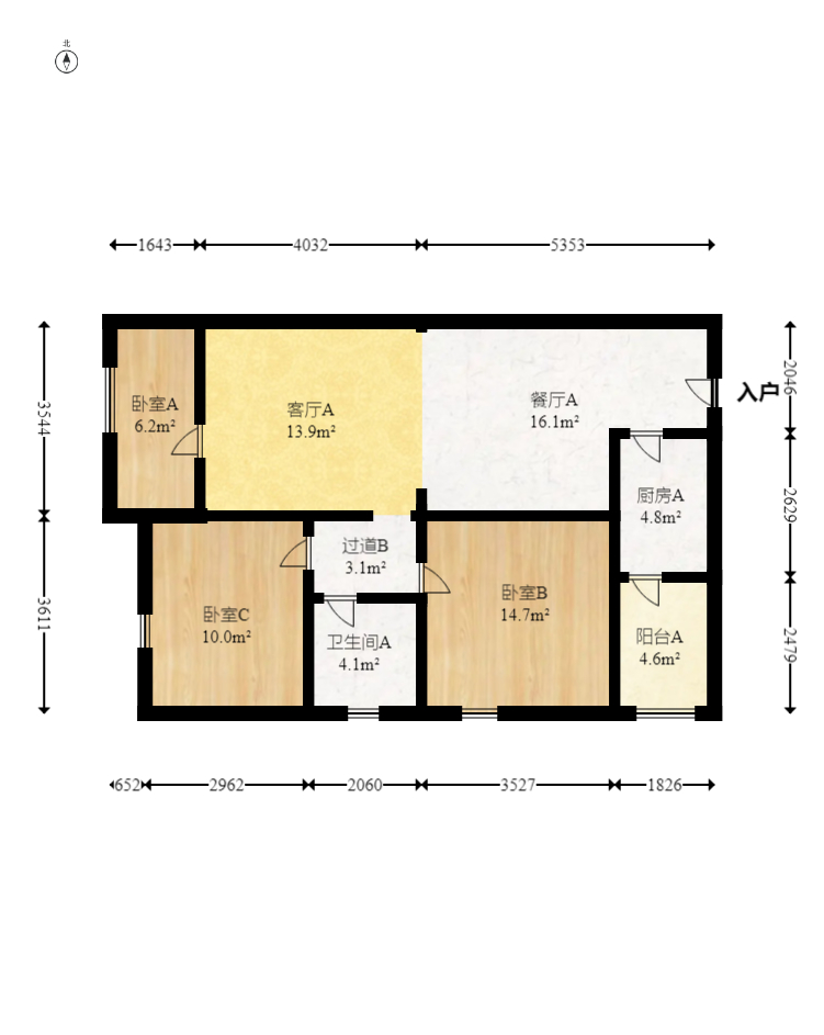 五矿万境水岸二期(五矿万境水岸和苑)  2室3厅1卫    85.0万 五矿万境水岸二期(五矿万境水岸和苑)  2室3厅1卫    85.0万户型图