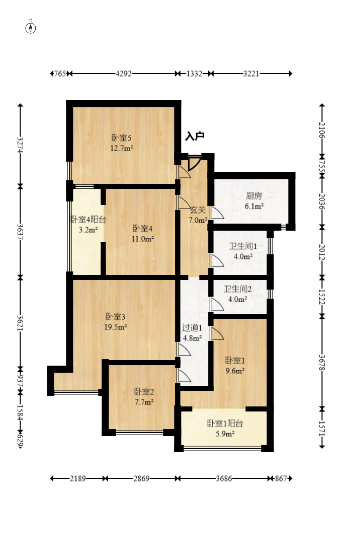 鑫科明珠  3室2厅2卫   108.00万室内图1