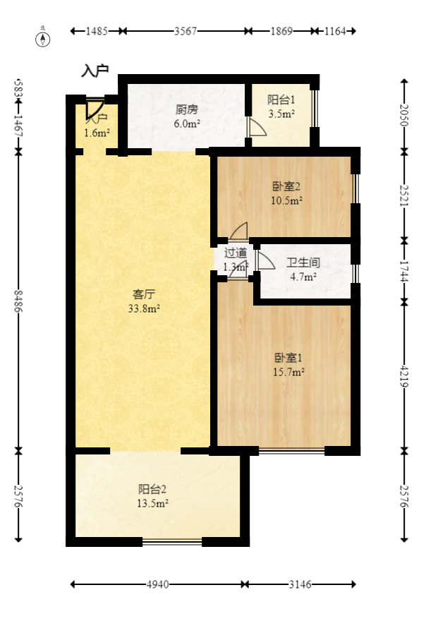 时代倾城五期  2室2厅1卫   76.00万室内图1