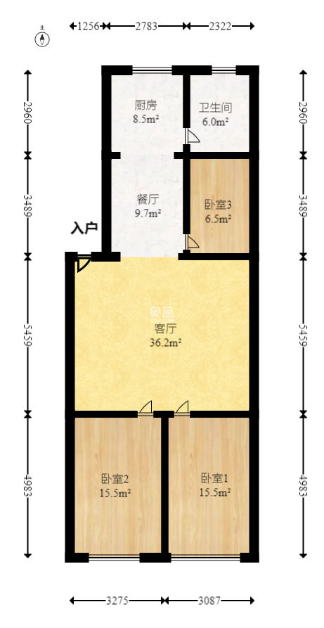 高桥百货皮具城  3室2厅1卫   62.00万