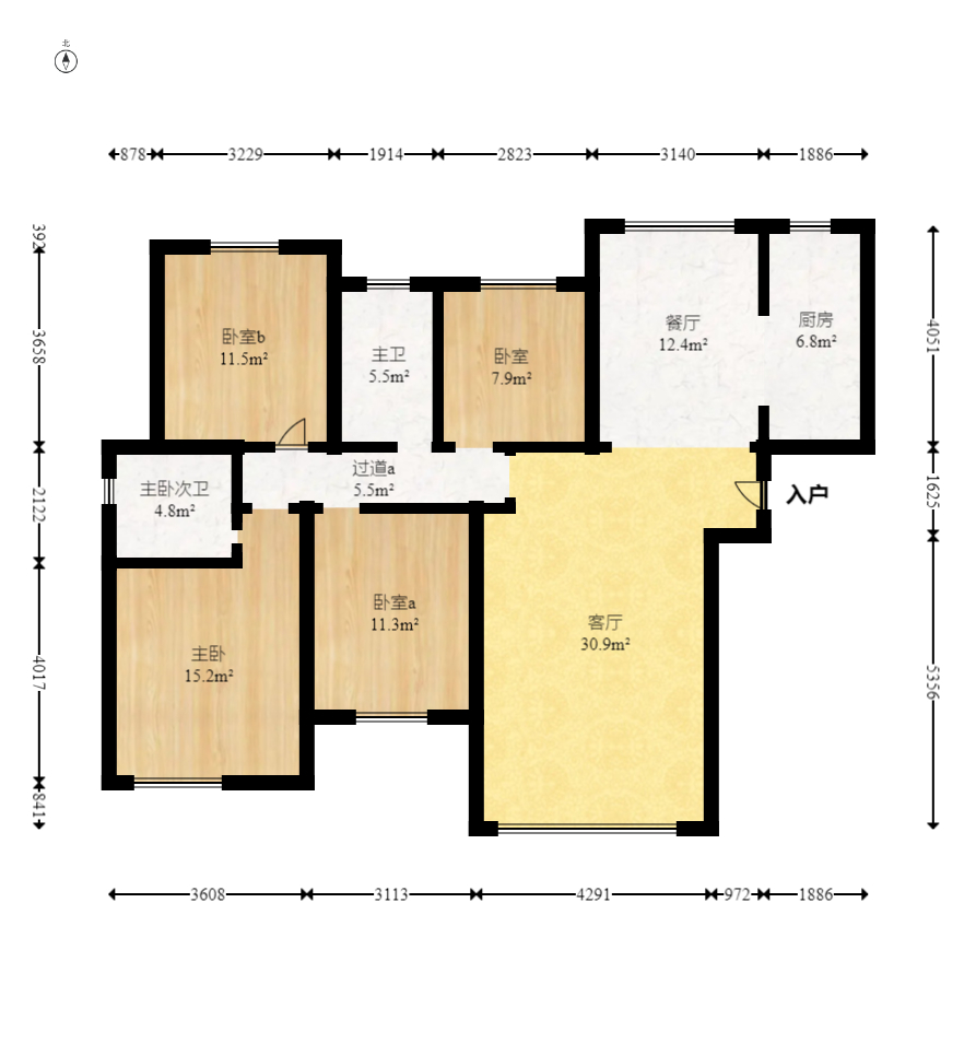 星雅美辰 3室2厅2卫 84.8万 星雅美辰 3室2厅2卫 84.8万户型图
