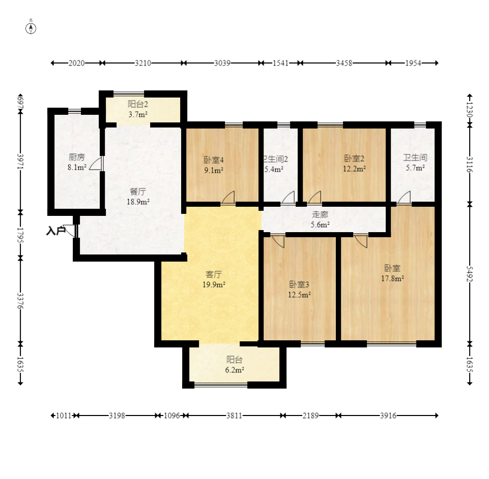 福天星中心（福天星雅苑）  4室2厅2卫    109.8万室内图1